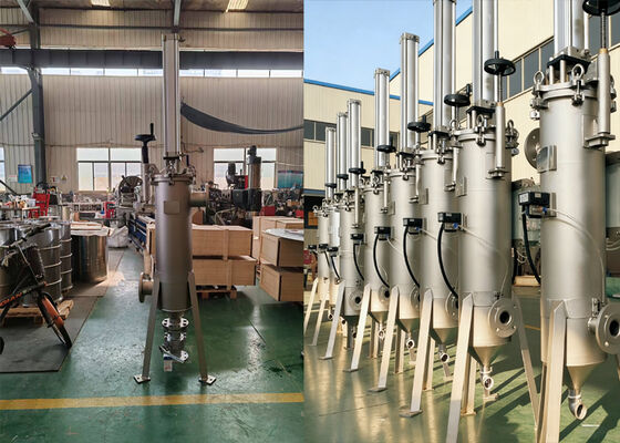 Filtro autopulente automatico a raschiatore pneumatico per l'industria chimica
