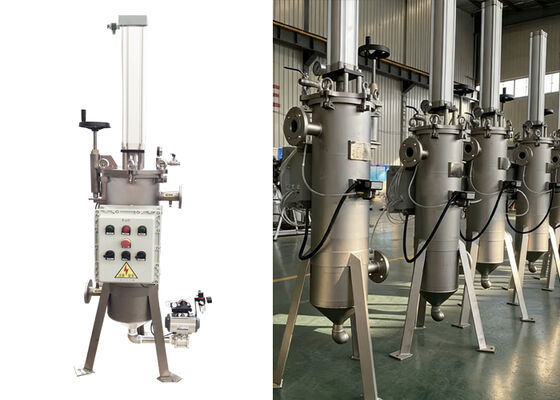 Filtro autopulente automatico a raschiatore pneumatico per l'industria chimica